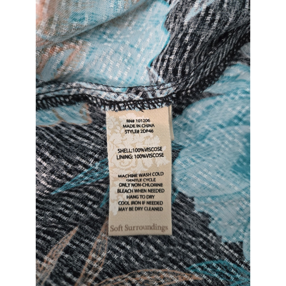 Soft Surroundings Womens Rosalinda Maxi Dress Large Blue Floral Resort Vacation - Picture 5 of 7